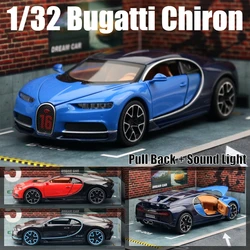 Coche de juguete Bugatti Chiron para niños, modelo en miniatura superdeportivo fundido a presión, colección de sonido y luz, regalo para niños, 1/32