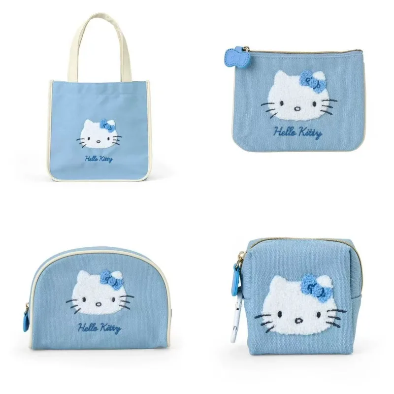 

Hello Kitty Kawaii Embroidery Storage Makeup Bag Cartoon Fashion Bow High Beauty Sweet Handbag Wholesale of Women Accessories