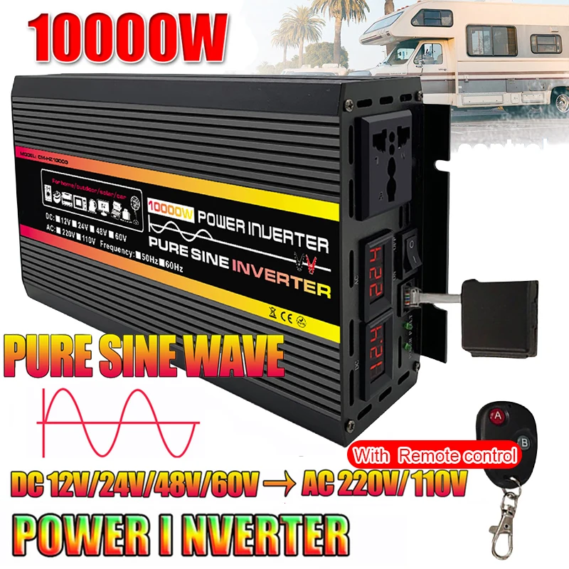 

10000W 12000W Pure Sine Wave Inverter 12V 24V 48V 60V TO 220V 110V Converter Voltage Transformer Inverter with Remote Controller