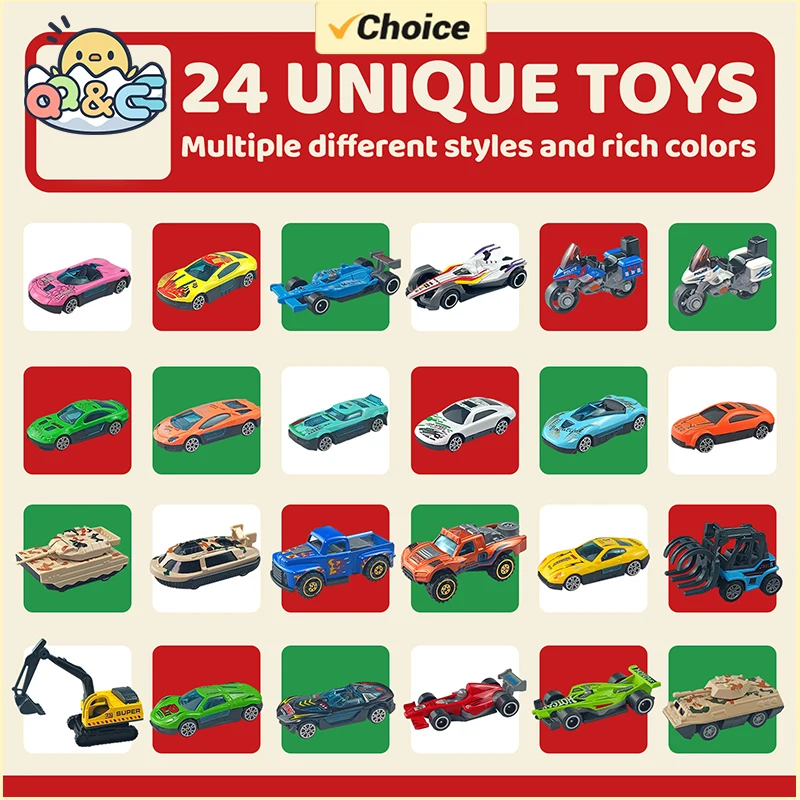 Christmas Advent Calendar 24 Days Alloy Car Inertial Vehicle Model Children's Toy Metal Cars Set Toys for Boys New Year Gifts