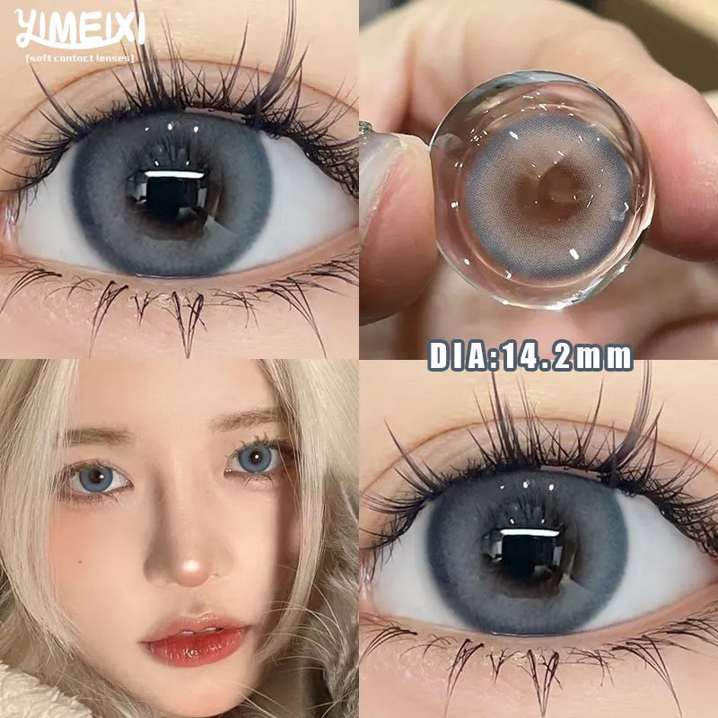 YIMEIXI 1 Pair Myopia Colored Contact Lenses for Eyes with Prescription Natural Fashion Color Lenses Beauty Pupil One Year Use