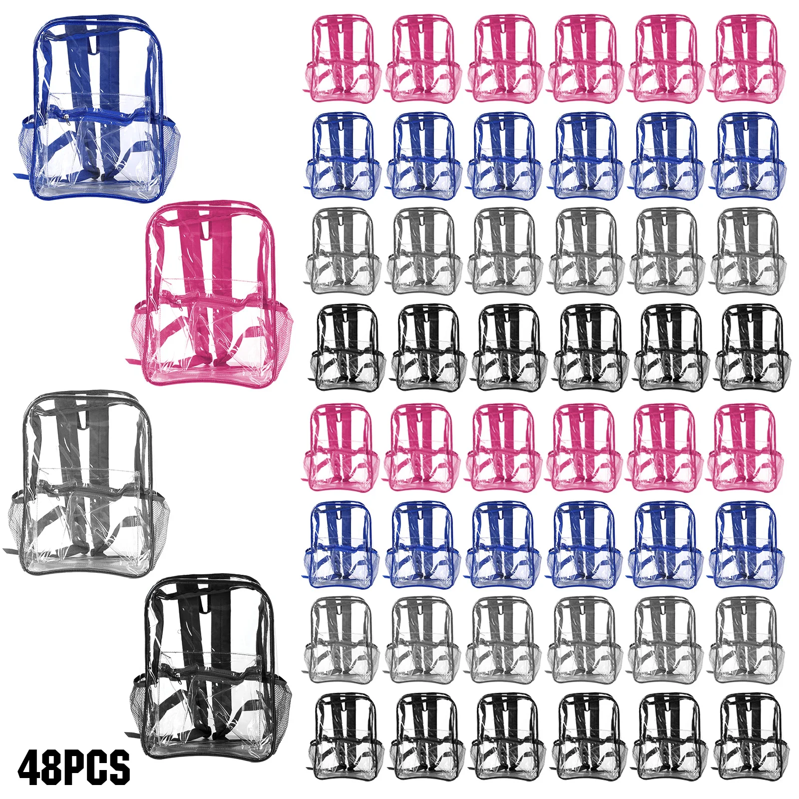 

Набор из 48/72 прозрачных сумок-портфелей из ПВХ, усиленные, прозрачные, 15 дюймов, для колледжа, путешествий, спорта, работы, одобренные для использования на стадионах