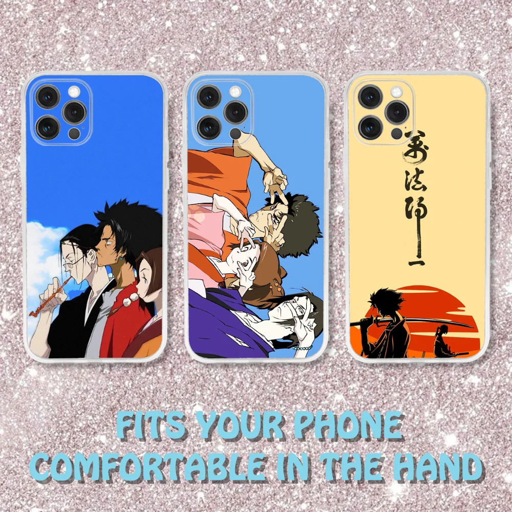 

S-Samurai C-Champloo Anime Phone Case For iPhone 16,15,14,13,12,11 Pro,Max,Plus,X,XS,XR,SE,Mini Transparent Silicone Soft