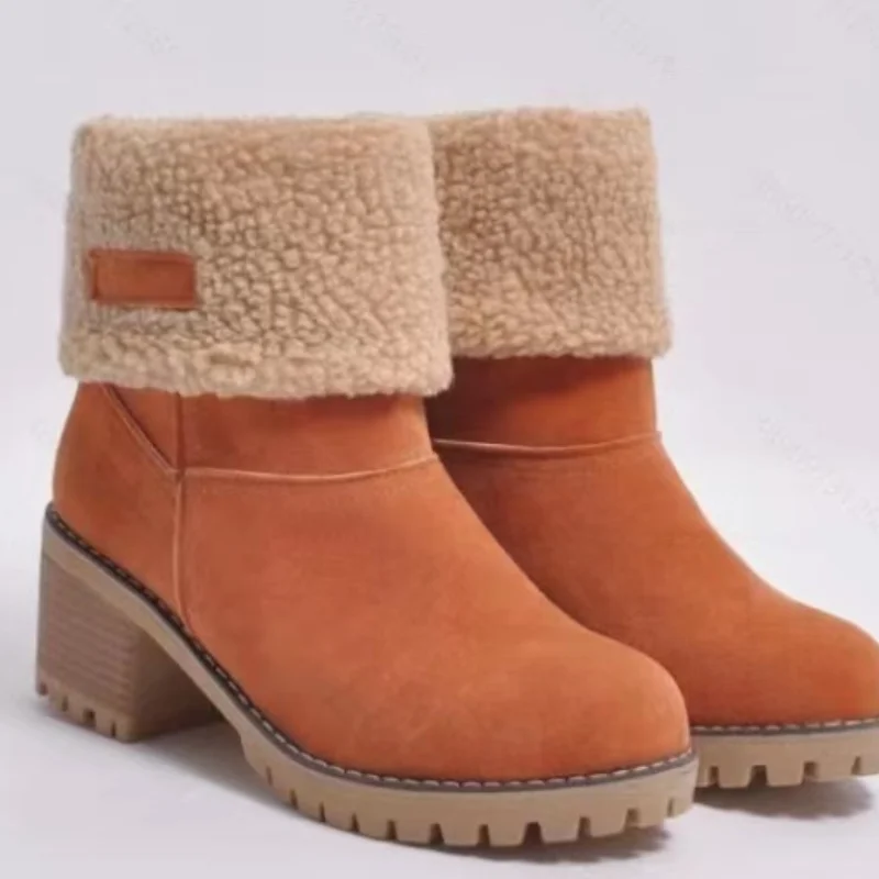 Winter Boots for Women New Snow Keep Warm Fur Booties Comfort Cuffed Wool Ankle Boots Platform Wedges Cotton Shoes Mid Calf Boot