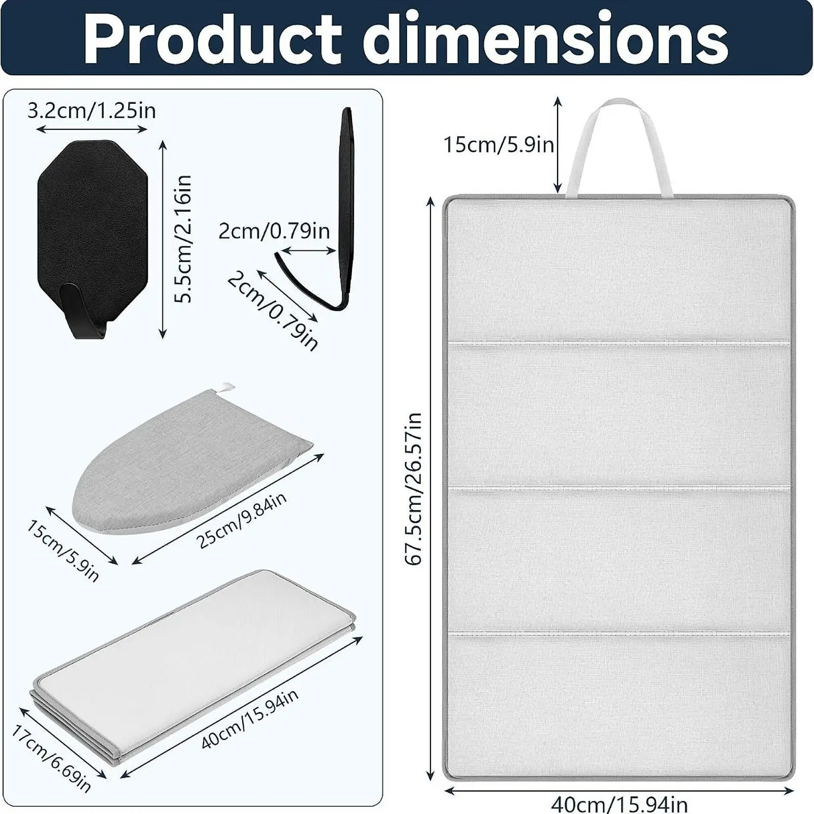 Vertical Steamer Board Portable Ironing Mat Foldable Door Holder for Clothes in Home or Dorm