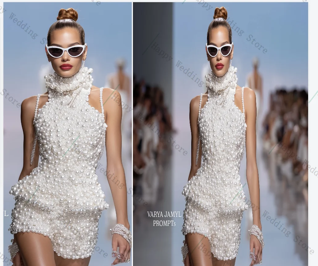Witte Parels Vrouwen Pak Set 2-delig Vest + Korte Broek Broek Formeel Kantoor Dame Aangepaste Bruiloft Smoking (Geen Terug Parels)