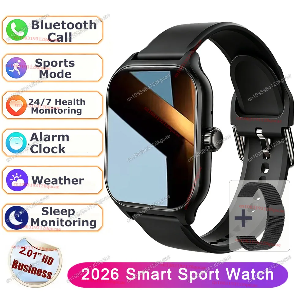 Heren Dames Smartwatch 2.01'' Waterdicht Fitness Sport Horloge Oproep Beantwoorden Slaap Sport Stappenteller Informatie Meldingen Smartwatch Ht30