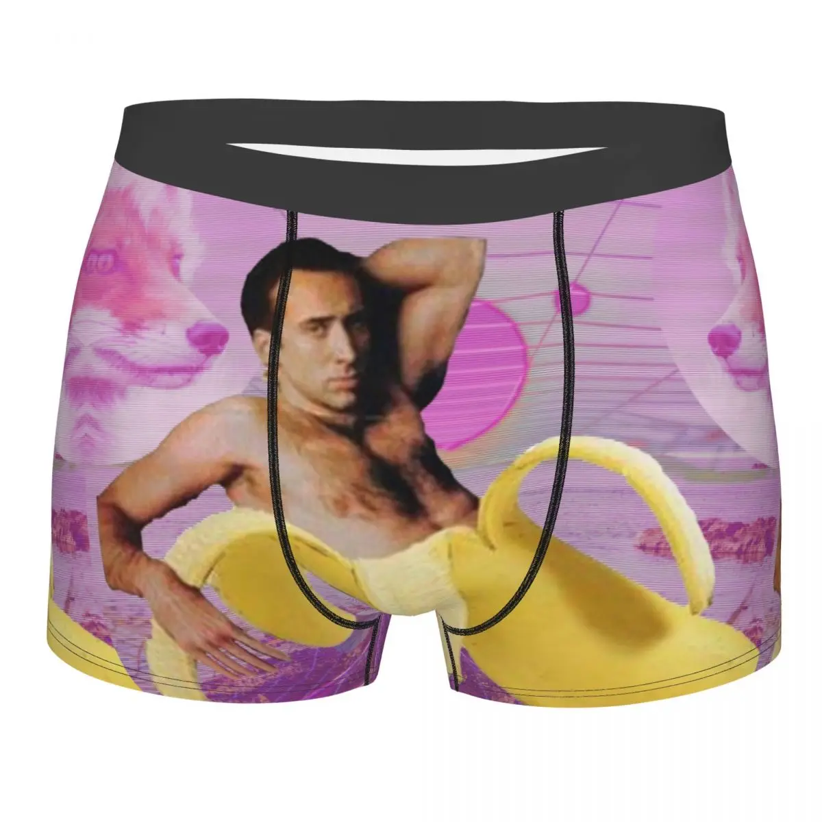 Funny Boxer Nicholas Cage Banana Vaporwave Shorts Panties Briefs Man Underwear Summer Funny Meme Soft Underpants for Male S-XXL