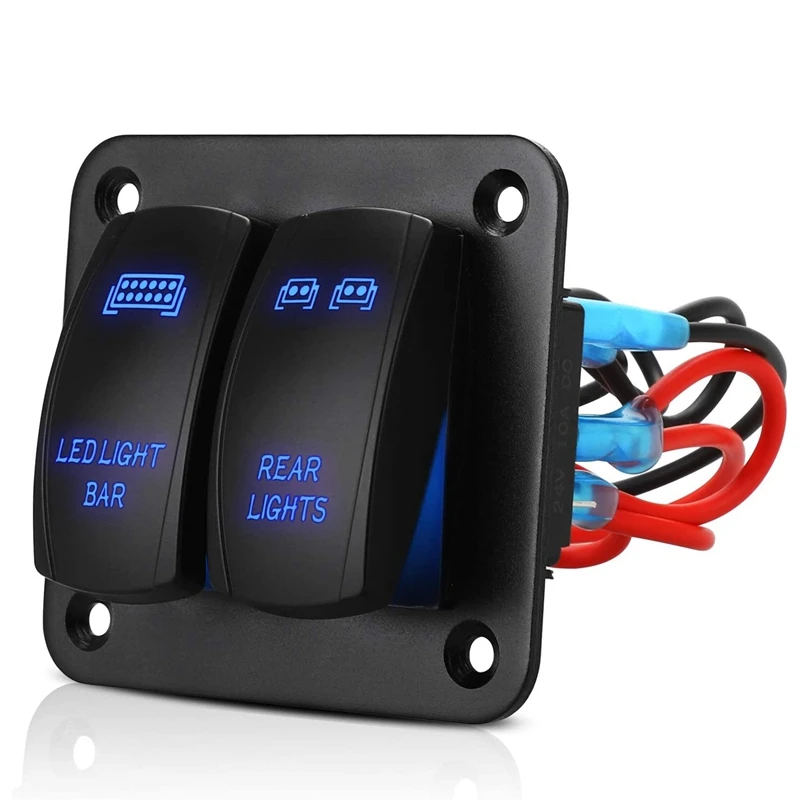 2 Gang Rocker Switch Panel Light Toggle Circuit Breaker Protector LED Switch For Car Auto Truck Caravan Marine