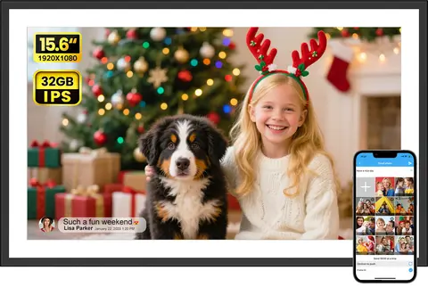 SSA 32GB 15.6 Inch WiFi Digital Photo Frame 1920x1080 FHD LCD Touch Screen,Best Christmas gift for friends and family