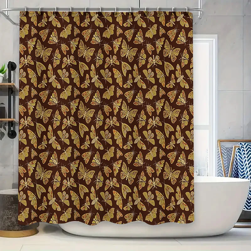 

Butterfly Shower Curtain Nature Botanical Floral Bathroom Decor Vintage Rustic Farmhouse Waterproof Fabric Backdrop