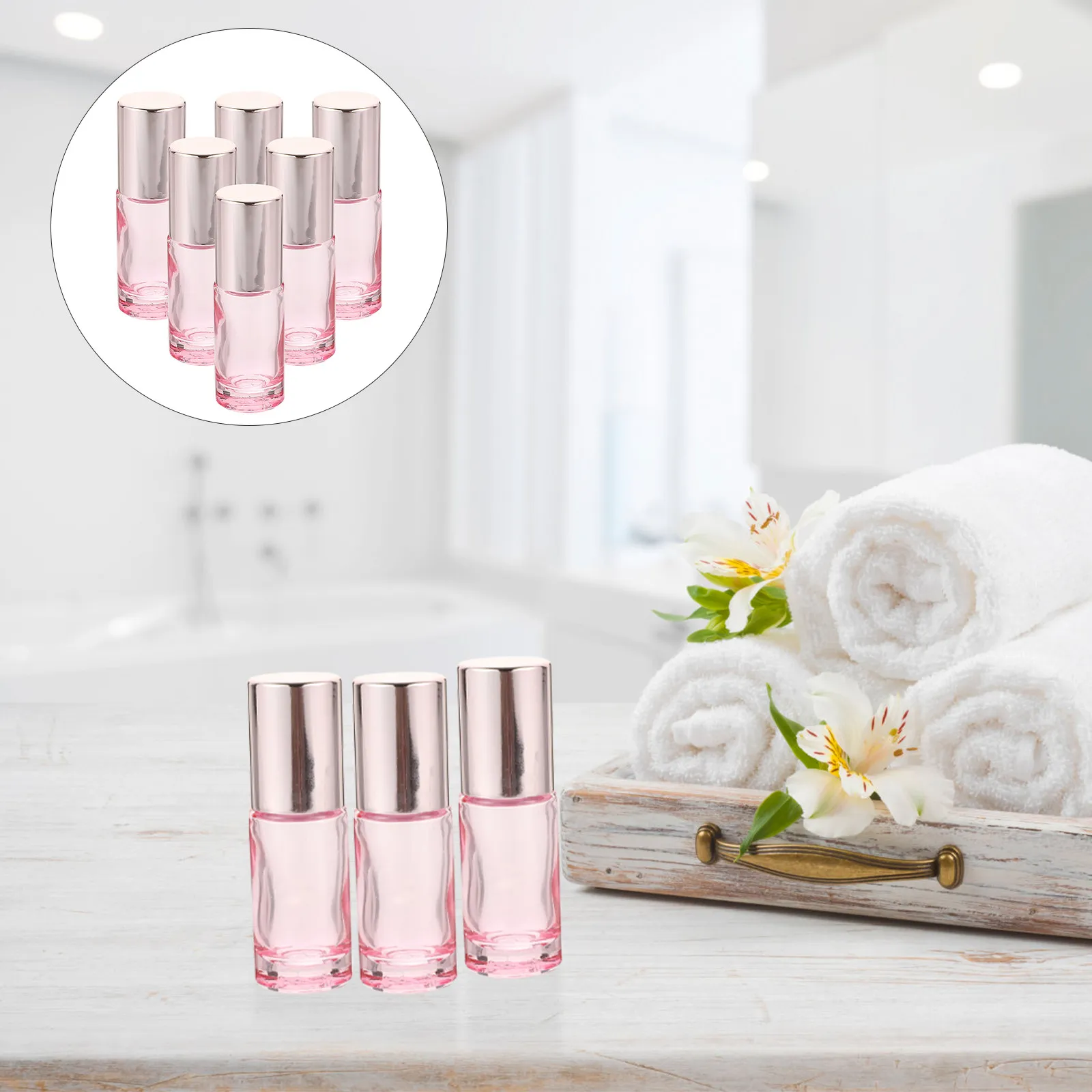 

6Pcs Glass Roller Bottles Essential Oil Perfume Roll on Bottles Travel Size Refillable Empty Aromatherapy Containers Uv