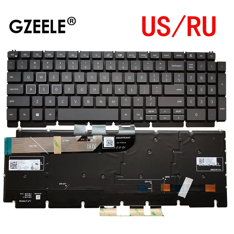 

NEW US/RU RGB Red Backlit For Dell G15 Ryzen Edition 5510 5511 5515 5520 0R2GPD 0THG34 0DKDXH Laptop Keyboard