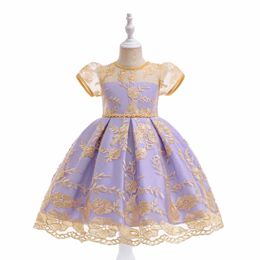 Girl Embroidery Bow Ball Gown Elegant Princess Wedding Childrens Birthday Fashion Party Piano Performance Costume view 6
