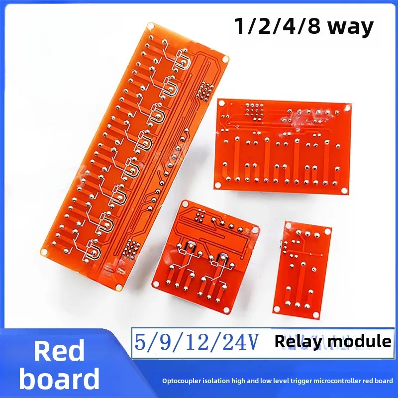 2PCS 1/2/4/8 channels 5/9/12/24V relay module optocoupler isolation high and low level triggering microcontroller red board