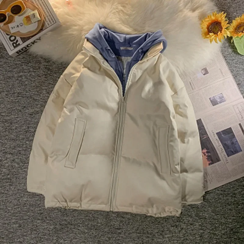 

Ложные свободные парки из двух предметов, утепленная трендовая верхняя одежда, новое мужское пуховое хлопковое пальто, зимняя куртка с капюшоном, пальто для отдыха