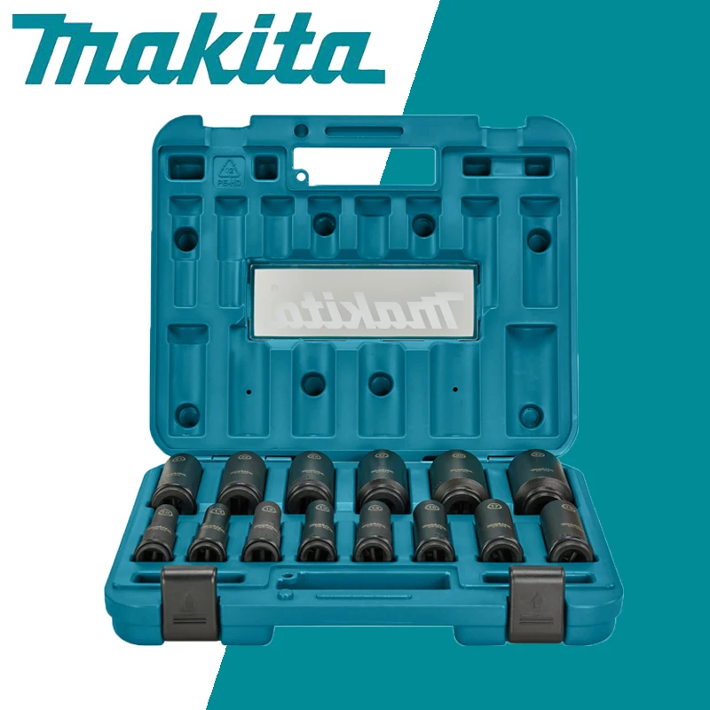 makita original socket spanner grupo cromo molibdenio material duravel ferramenta acessorios 14 pcs e16586 pol 01