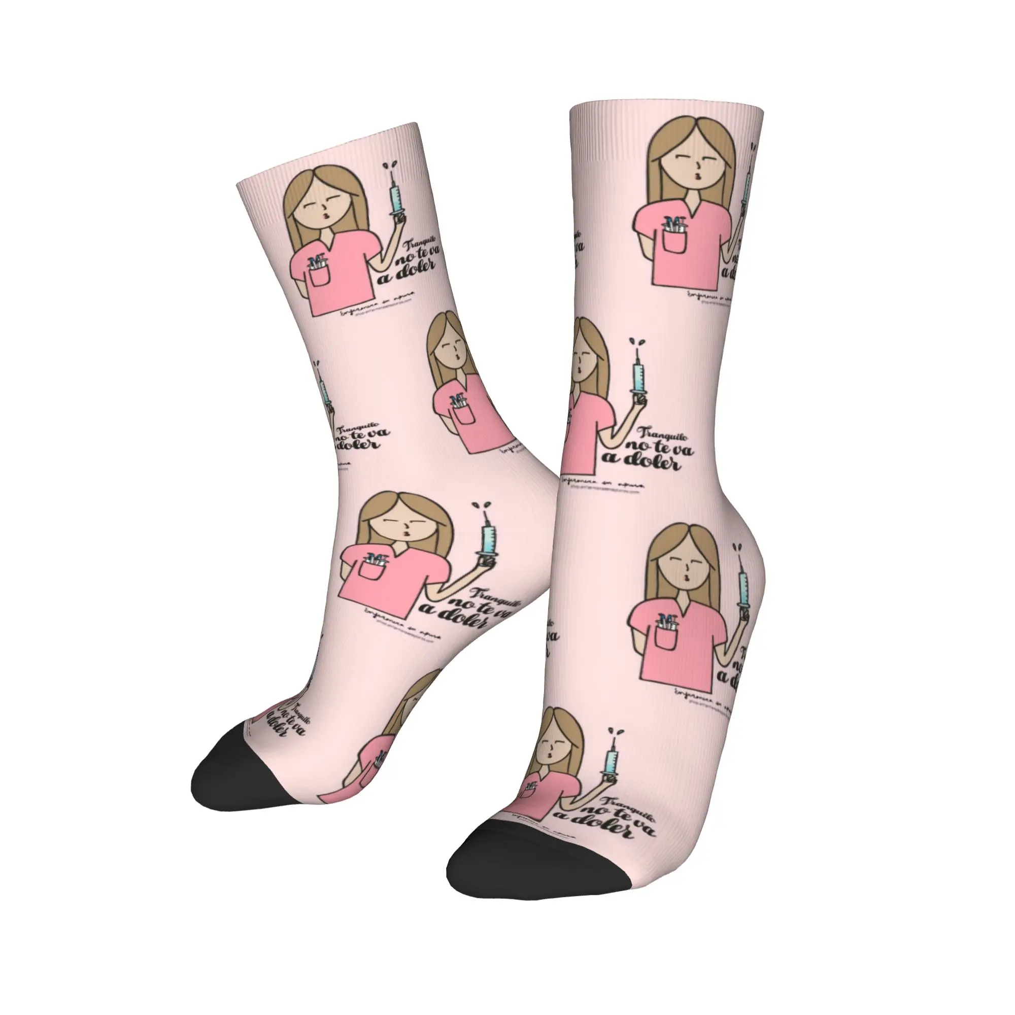 

Зимние теплые ретро унисекс забавные носки с героями мультфильмов для медсестры Enfermera En Apuros, впитывающие пот футбольные носки