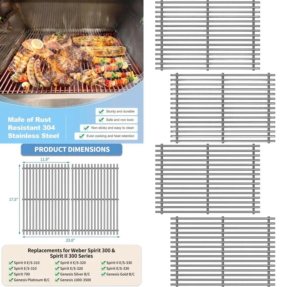 

9mm Stainless Steel Cooking Grid for Weber Spirit Grills, Compatible with Spirit II 300, E/S310, E/S315, 320, 330, SP320, Genesi
