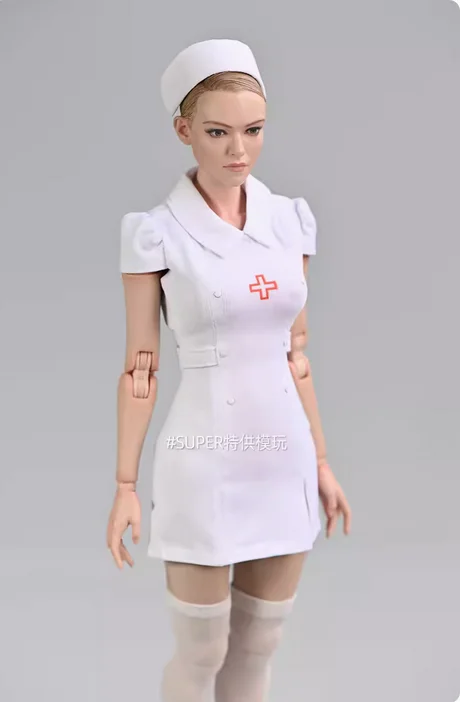 

1/6 Female Soldier Clothes Dress Nurse Bodysuit Hat Model for 12'' AT201/202/203