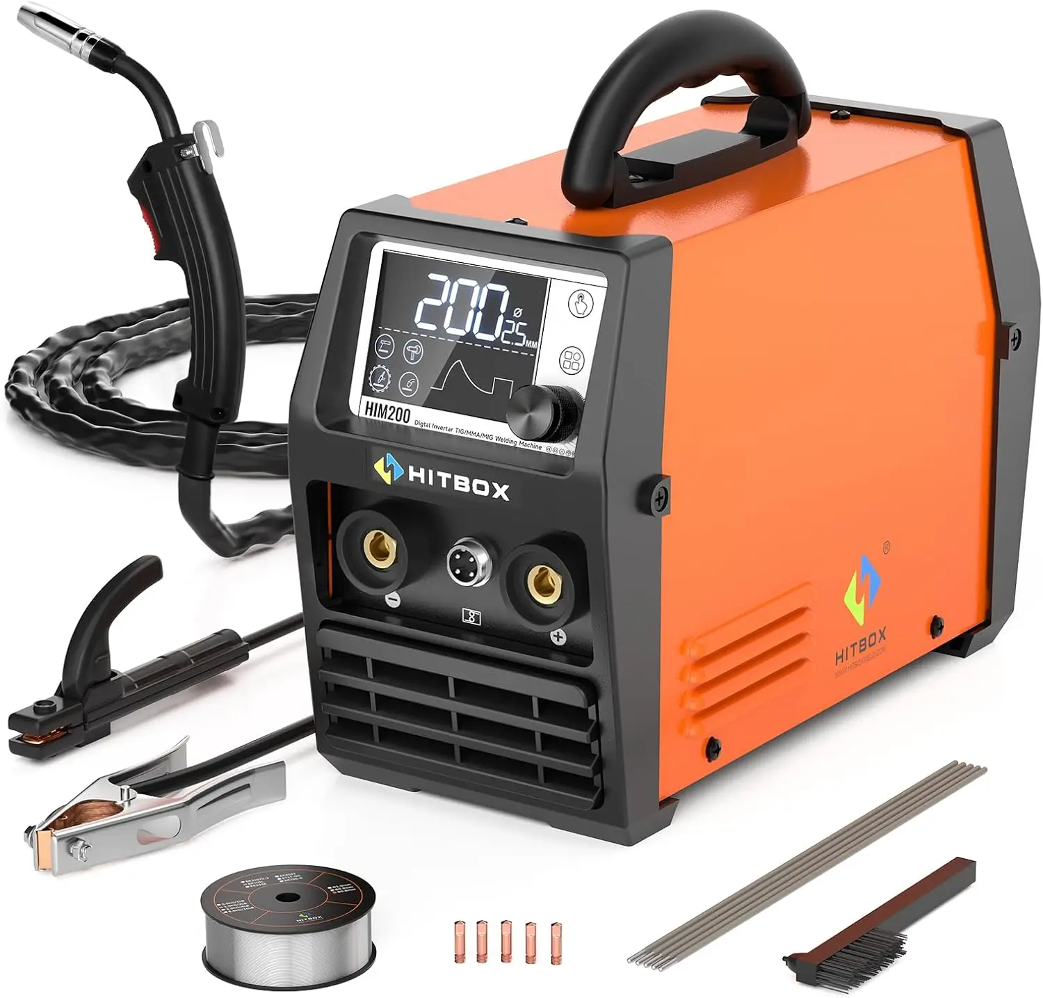 

200A MIG Welder 110V 220V, Flux Core Welder/Stick ARC/Lift Tig/Spool Gun 4 In 1 Gasless Mig Welding Machine