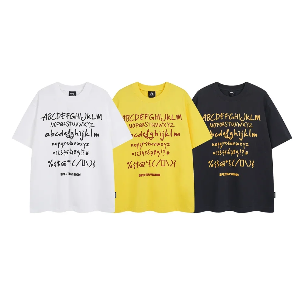 

Брендовая футболка Tide из чистого хлопка с буквенным принтом и короткими рукавами, женская летняя новая свободная американская уличная тяжелая футболка с короткими рукавами