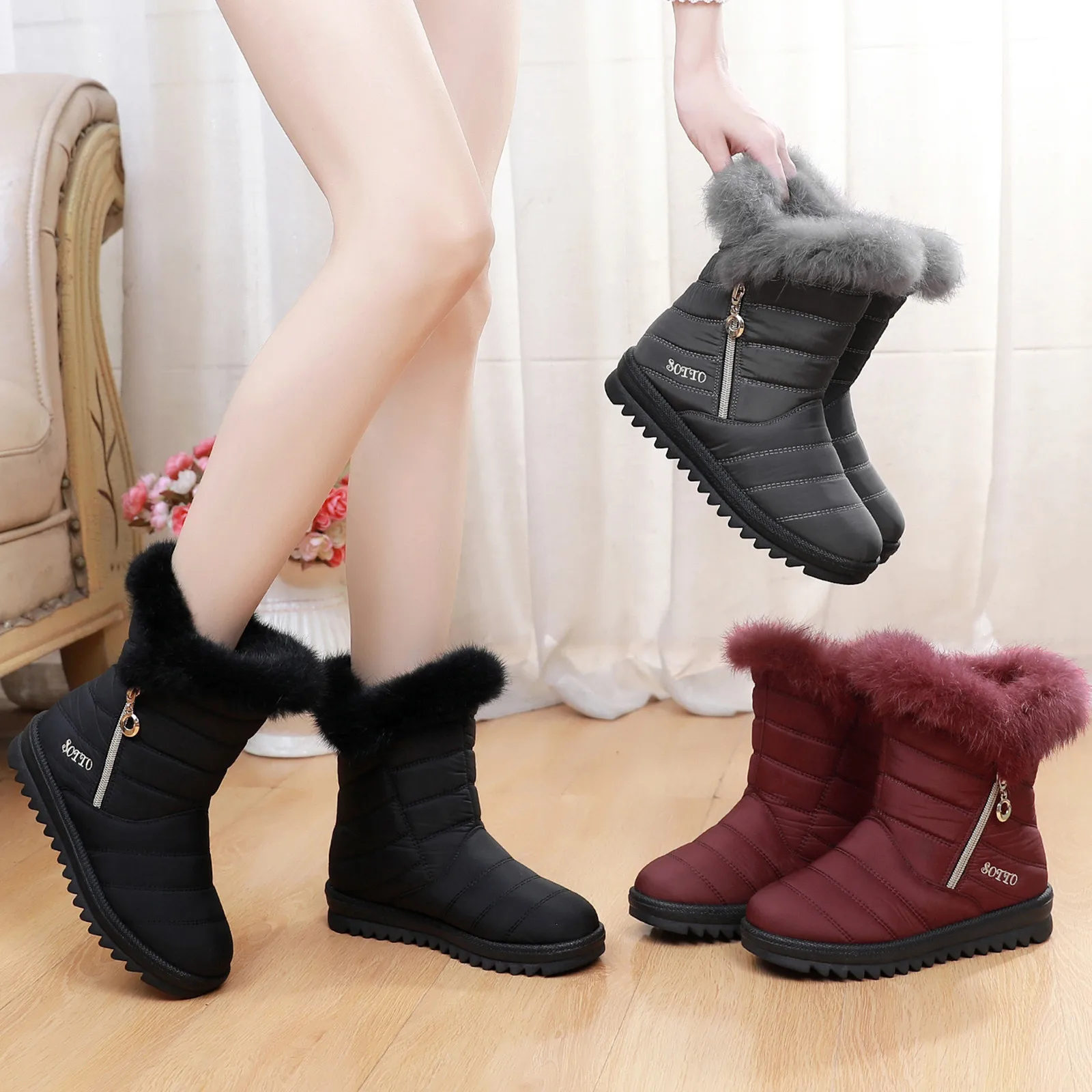 Snow Boots Warm Shoes For Women's Autumn Winter Thickened Insulation New European American Models Boot Waterproof Snow Boots