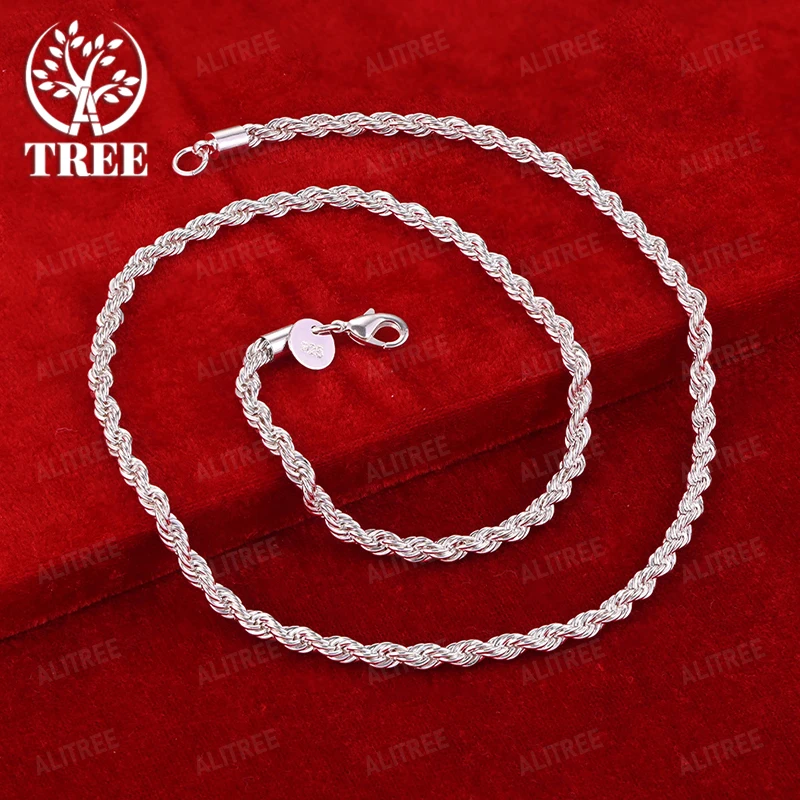 European American Style 925 Sterling Silver Twisted Rope Chain Necklace For Men Women Fashion Jewelry Christmas Party Gifts