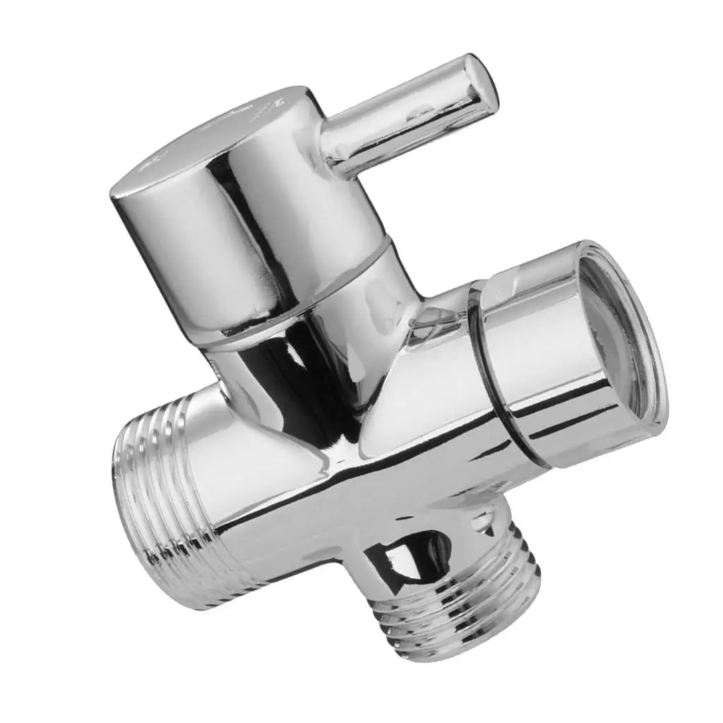 T-adapter 3-Ways Shower Head Shut-Off Valve G3/4inch G1/2inch Solid Brass Bath Toilet Bidet Sprayer Switch Diverter Chrome