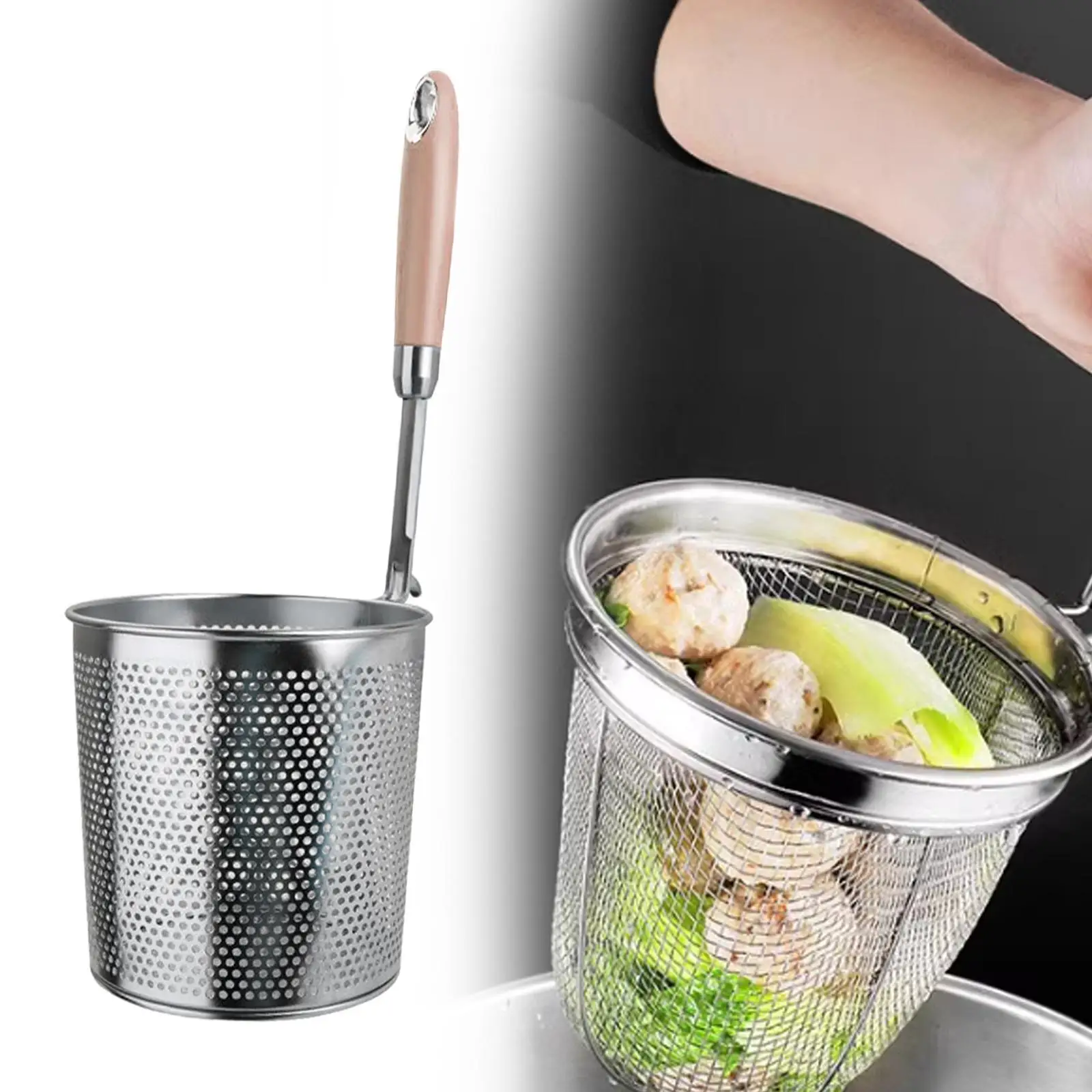 Stainless Steel Test Fodder Sieve Fritty British Basket Noodle Basket to Empty Chips Onion Rings Pasta