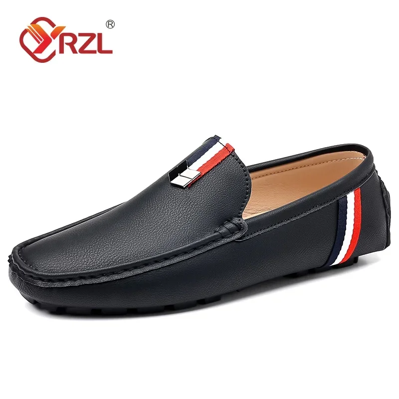YRZL Mocassini in pelle PU Scarpe casual da uomo Mocassini da uomo Mocassini Traspiranti Leggeri Morbidi Scarpe da guida nere Taglie forti 40-46