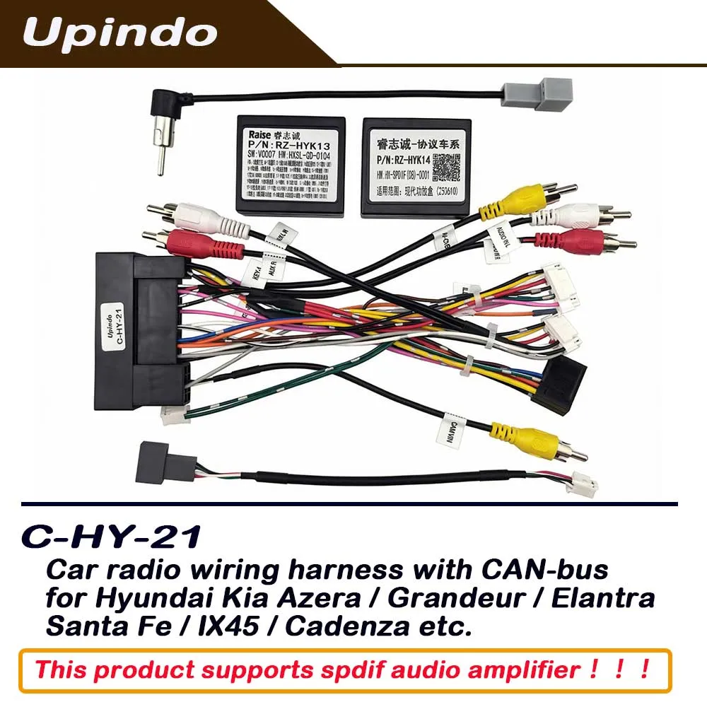 Car Radio Wiring Harness CAN-Bus Adapter Stereo Head Unit Cable For Hyundai Kia Azera Grandeur Elantra Santa Fe Ix45 Cadenza