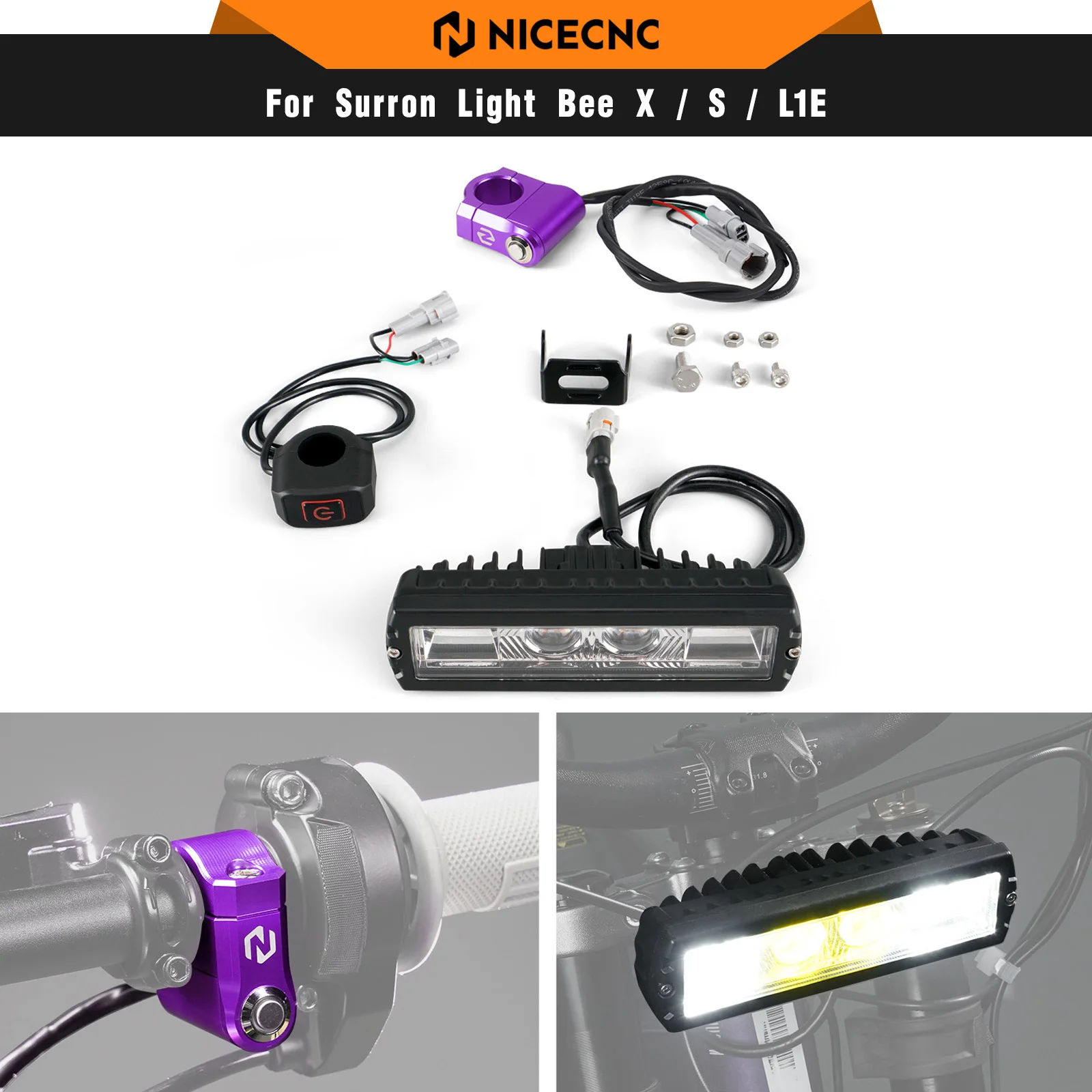 

NICECNC For Surron Light Bee X Light Bee S Segway X160 X260 LED Headlight & Light Switch Electric Dirt Bike 2023 2024 2025
