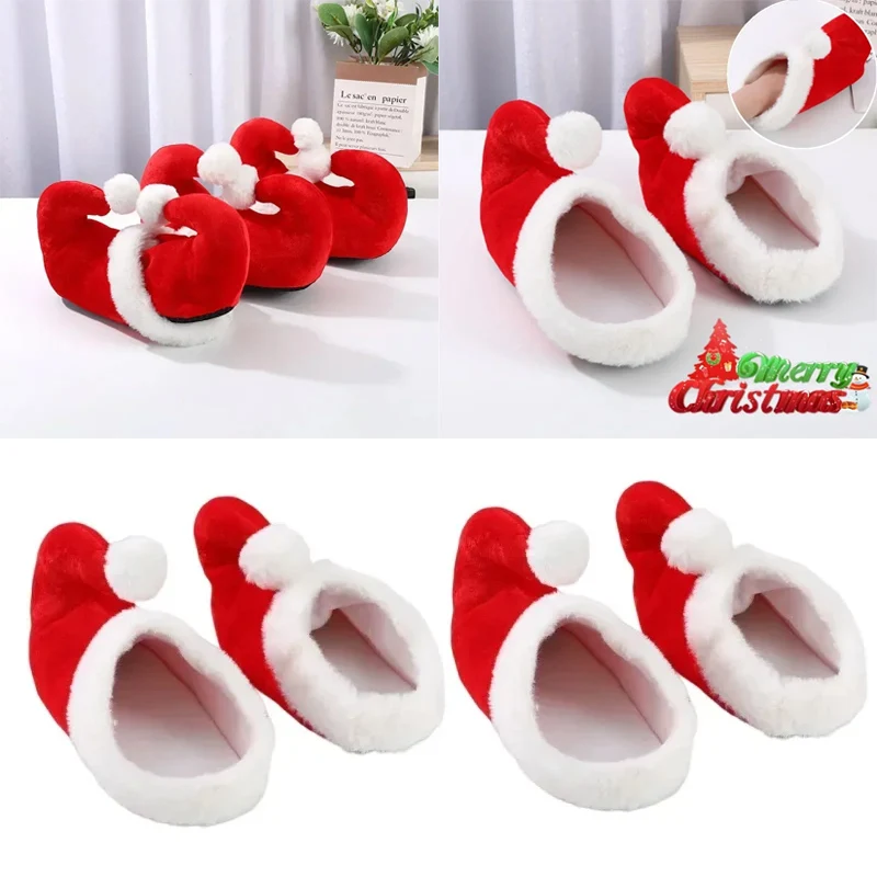 Ultra-Soft Red Plush Christmas Slippers Whimsical Elf Design with Grippy Soles for Cloud-like Comfort Festive Gifting