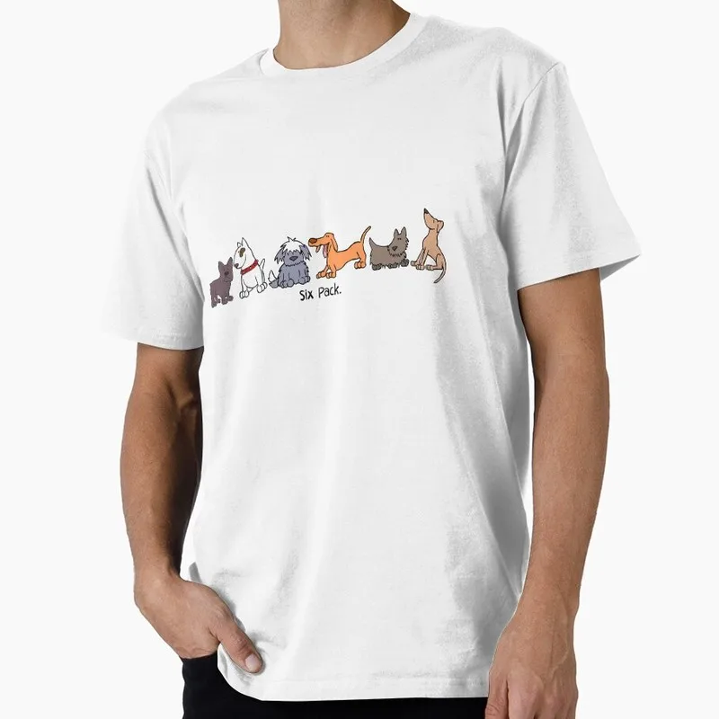 Six Pack of Dogs Cartoon Graphic T-shirt for Dog Dad Unisex 100% Cotton Short Sleeve Print Tee Pet owner Gift Tops S-6XL