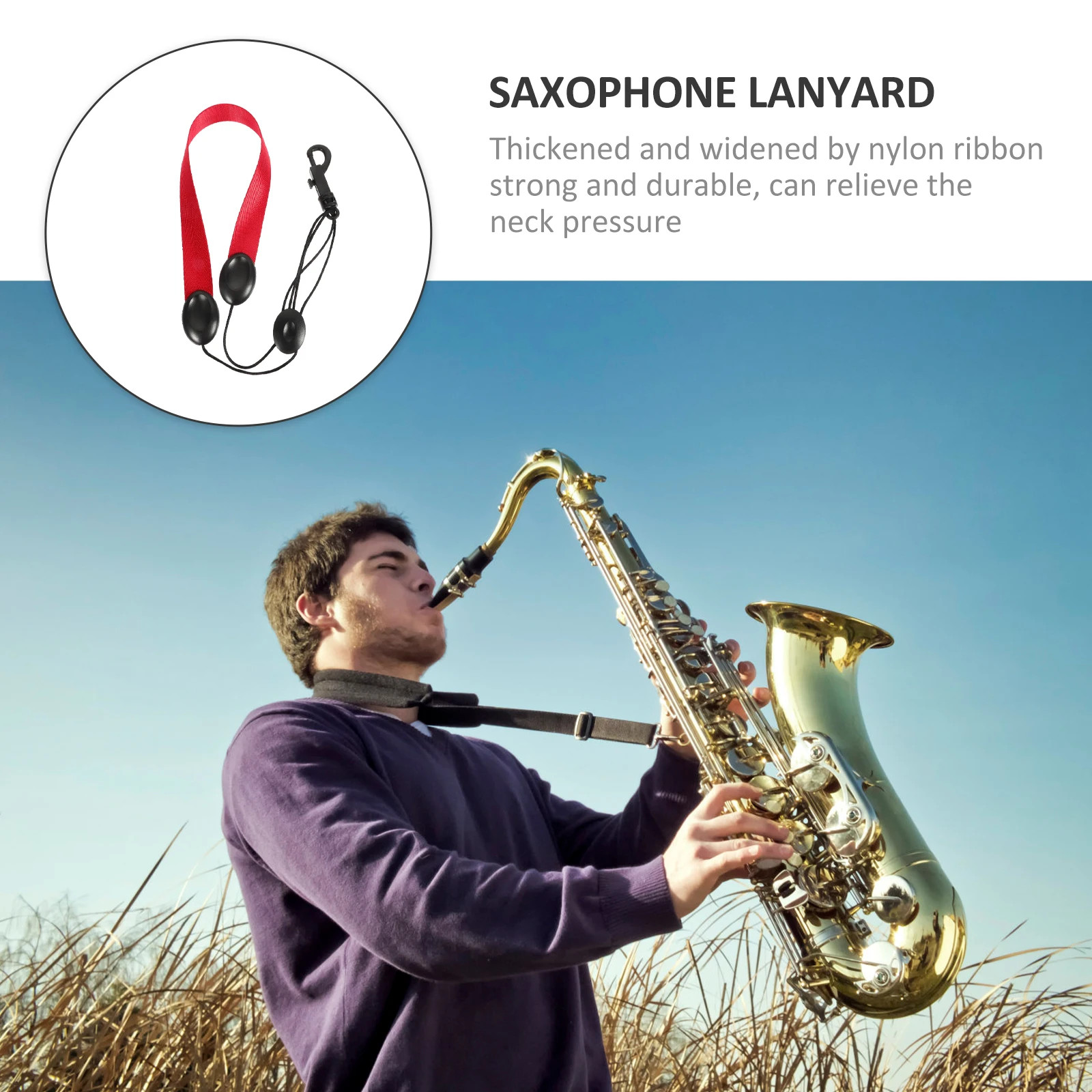 

Saxophone Halter Neck Strap Soprano Clarinet Lanyard Alto Nylon Webbing for Harness
