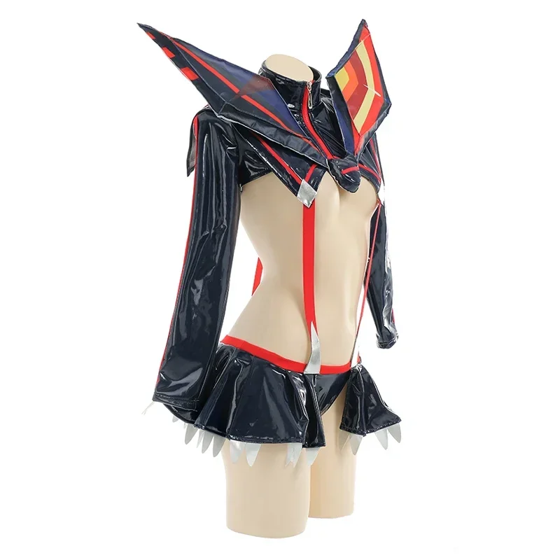 Kill La Kill Cosplay Ryuko Kostuum Sexy Holle Outfits Set Kousen Matoi Ryuuko Blauw Rode Pruik Halloween Party Carnaval Kleding