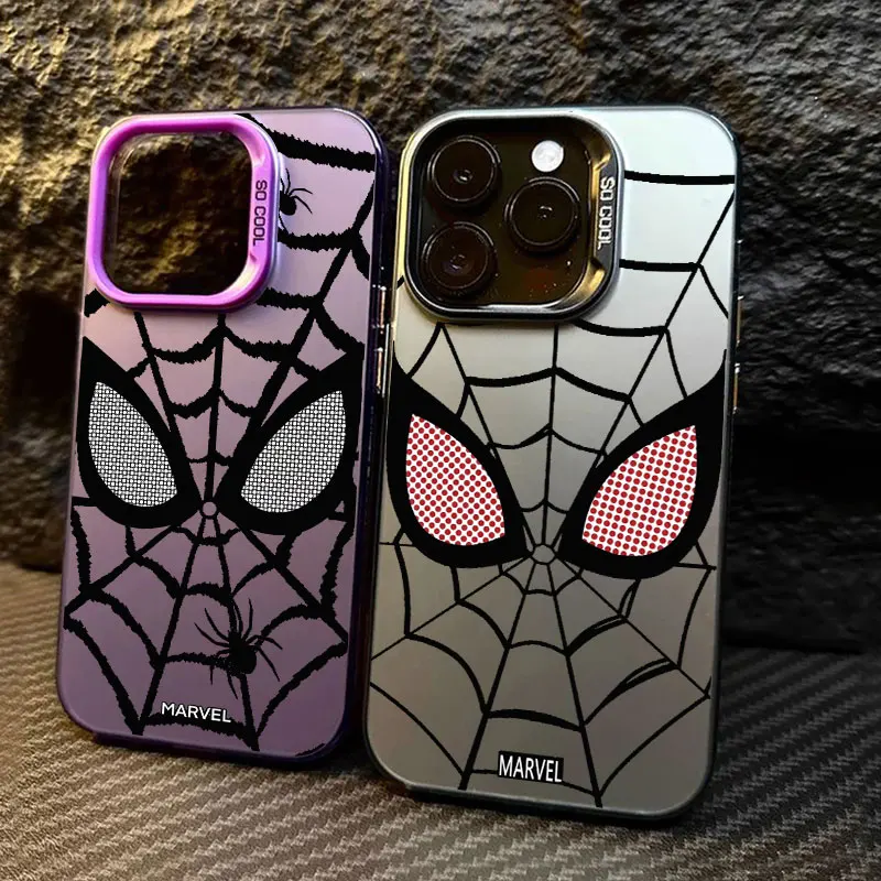 Capa de Celular Antichoque Fosca com Design Olho do Homem-Aranha Marvel Fashion para iPhone 17 17e 16e 16 15 14 13 12 11 mini Pro Max X Air Plus