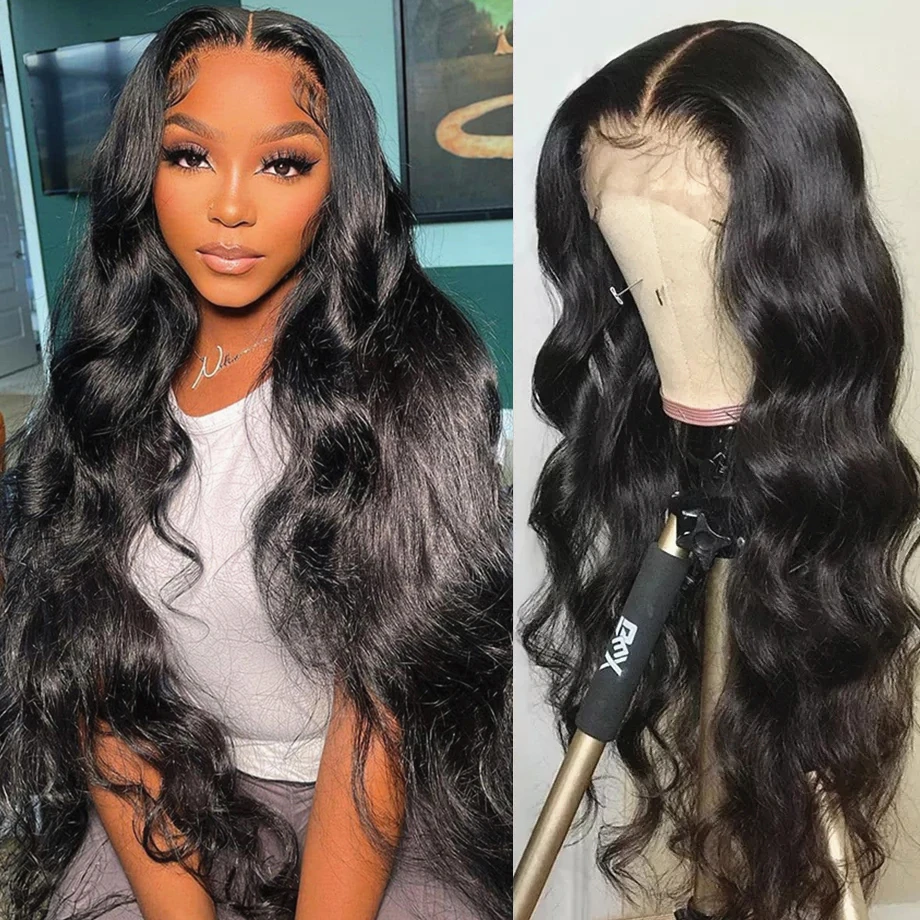 

200 Density 4X4 Lace Front Wigs Human Hair 32 Inch Body Wave human hair lace frontal wig Pre Plucked Glueless for black Women