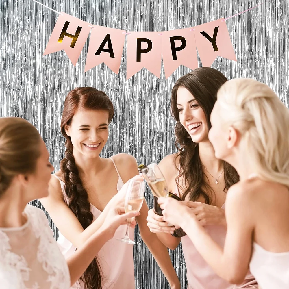 2 حزمة الفضة احباط الستار خلفية الفضة لامع بهرج احباط هامش الستائر خلفية صور الدعائم زينة عيد ميلاد الزفاف