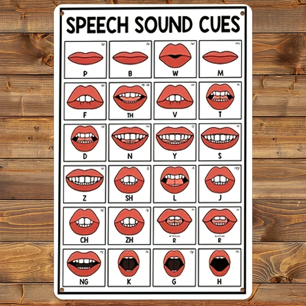 Aluminum Iron Art Panel 24 English Phonetics IPA Chart Durable Wall Decor Educational Poster Home Office Classroom