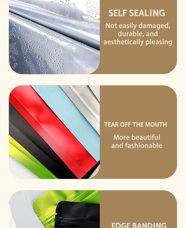 100 Stück Bunte Aluminiumfolien-Selbstverschlussbeutel, Matte Beutel für Schmuck-Geschenkverpackungen, Unterstützung für individuelles Logo – Detail 4