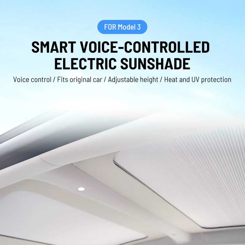 For Tesla Model 3/Highland 3 Voice Control Retractable Roof Sunshade