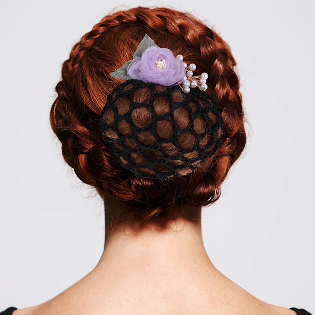 

2pcs Flower Net Clips Hair Bun Covers For Women Hairnets Ballet Dance Bun Holders Hair Updo Accessories Elegant Comfortable