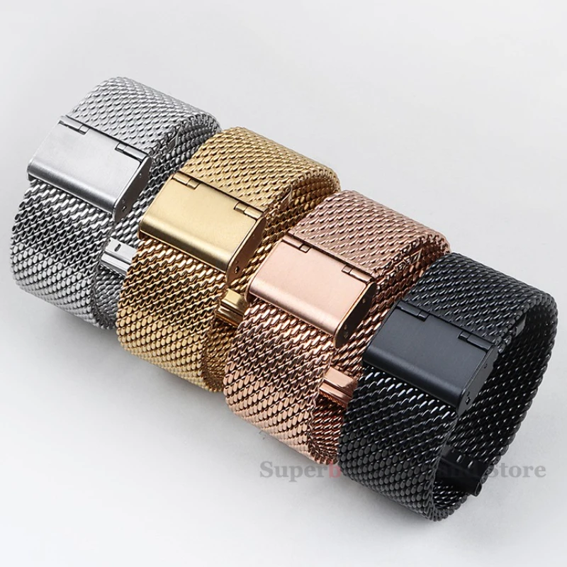 1.0 cinturino per orologio in acciaio inossidabile con cinturino in maglia milanese 18mm 20mm 22mm 24mm cinturino cinturino spessore 3mm per DW per Omega