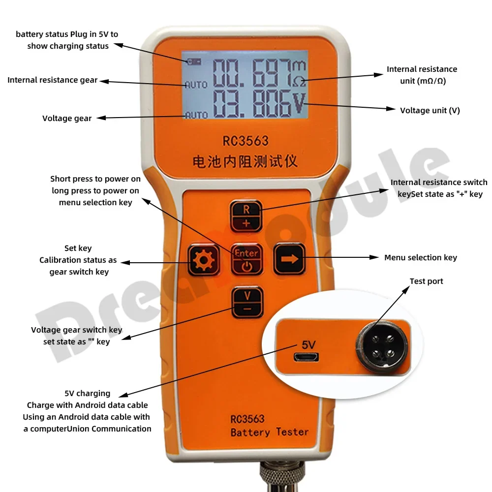 RC3563 High-precision Battery Voltage Internal Resistance Tester Trithium Lithium Iron Phosphate 18650 Battery Tester Ohmmeter