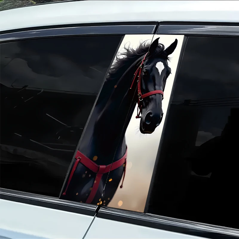 

2 pieces of car B-pillar stickers Horse Vinyl protective film