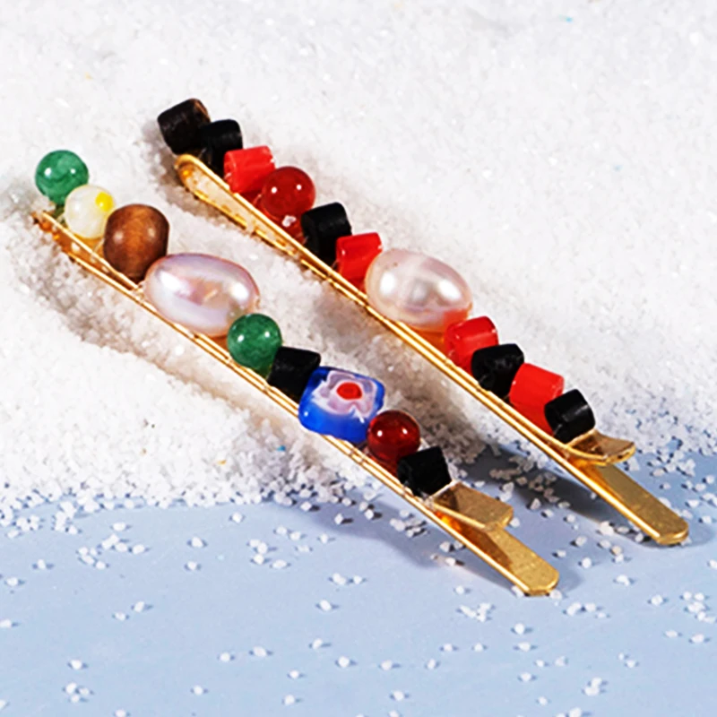 

Fashion Vintage Acrylic Korean Irregular Crystal Beach Vacation Hairpin Spring Clip Colours Natural Stone Hair Clip