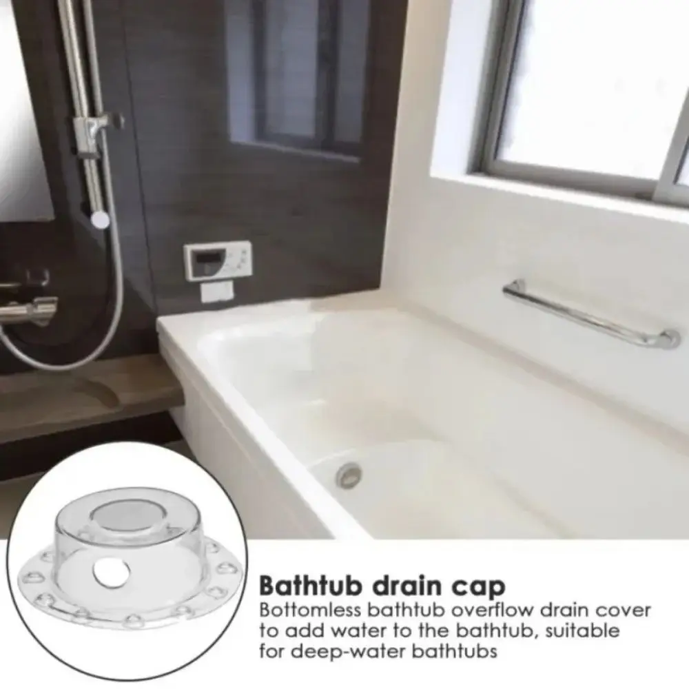 PVC Bath Overflow Drain Cover Anti-overflow Transparent Bathroom Accessories Tub Warmer Add Extra Inches Water Drainage Cap