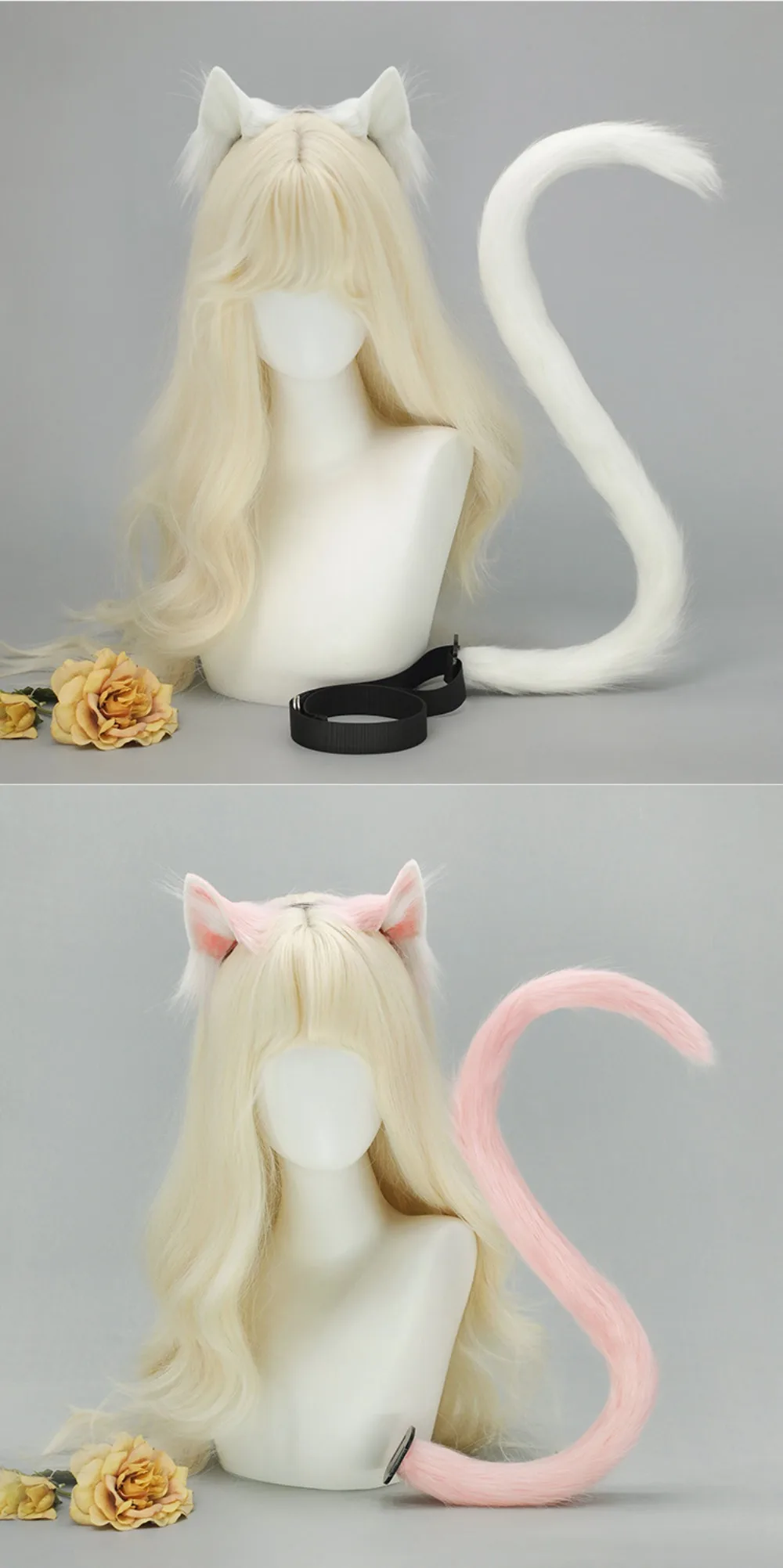 Neues Realistisches Katzenohren-Stirnband Handgefertigtes Lolita-Katzenschwanz-Set Simulierte Tierohren Cosplay-Kostüm – Detail 5